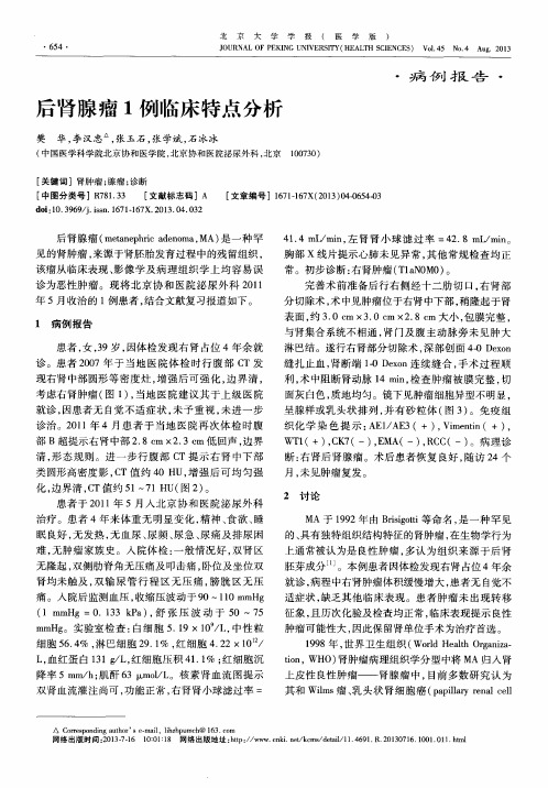 后肾腺瘤1例临床特点分析