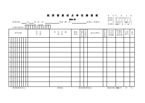 经济普查试点单位清查表