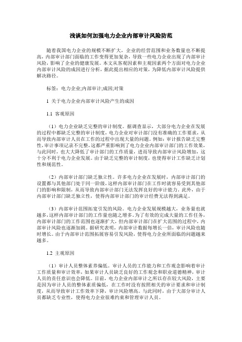 浅谈如何加强电力企业内部审计风险防范