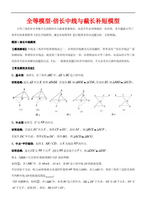 全等模型-倍长中线与截长补短模型(解析版)