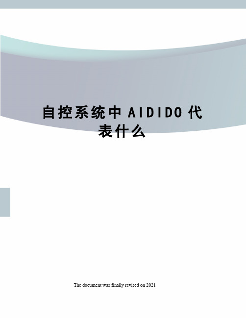 自控系统中AIDIDO代表什么