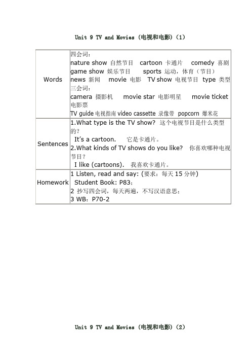 朗文新派少儿英语巩固级第9单元知识点
