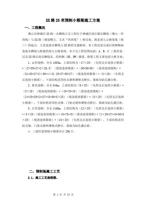 25米预制小箱梁施工方案