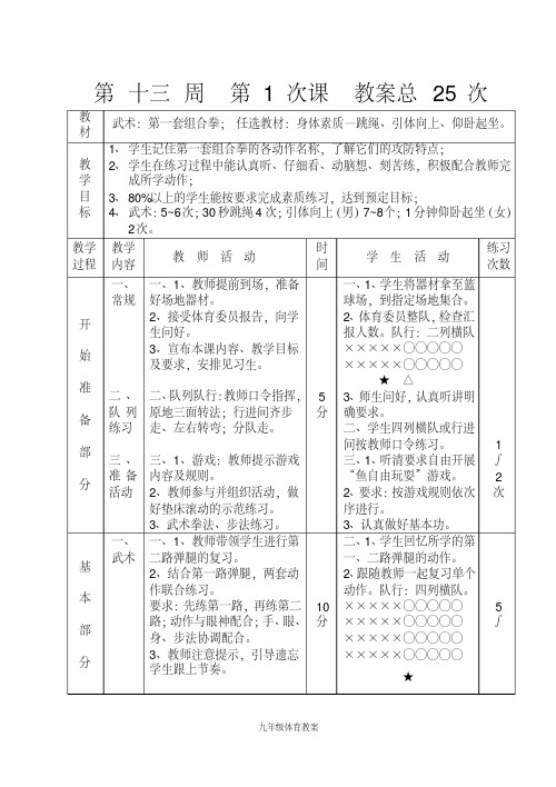 九年级《体育与健康》教案25