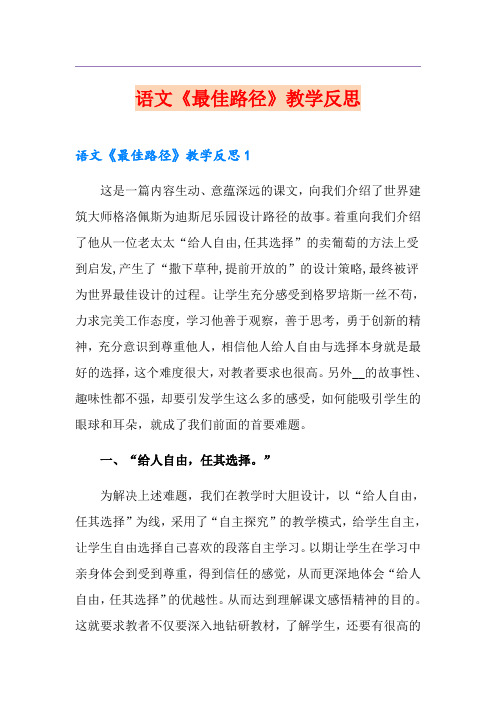 语文《最佳路径》教学反思
