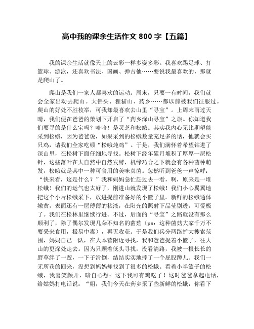 高中我的课余生活作文800字【五篇】