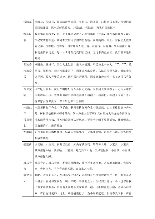 (精选)曲名与歌词