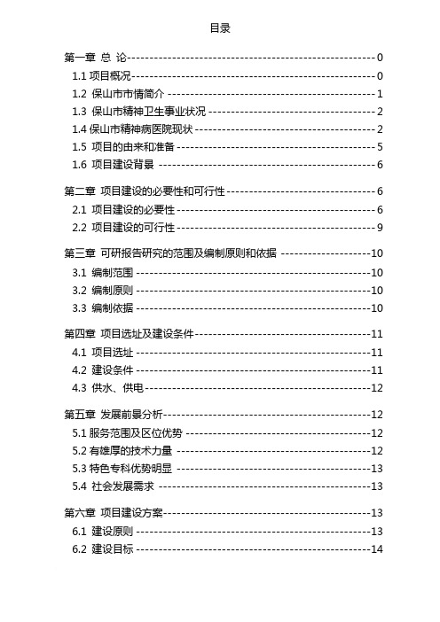 《市精神病医院拆除重建项目可行性研究报告》