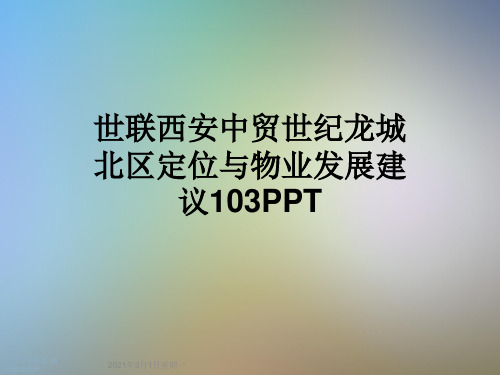 世联西安中贸世纪龙城北区定位与物业发展建议103PPT