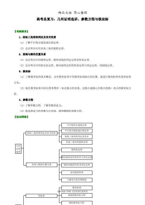 苏教版高中数学高考总复习(理科)知识讲解_几何证明选讲、参数方程与极坐标