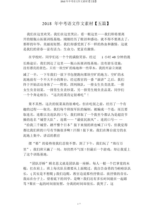 2018年中考语文作文素材【五篇】