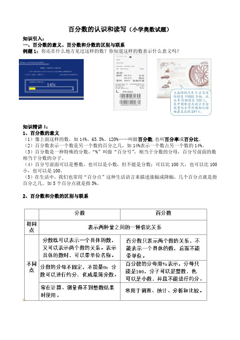 人教版六年级数学上册 6—1百分数的意义和读写 教材同步拓展精讲精练 奥数培优测试题