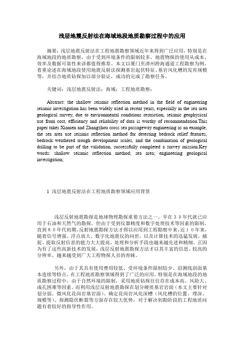 浅层地震反射法在海域地段地质勘察过程中的应用