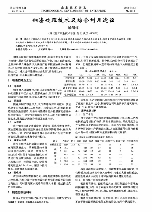 钢渣处理技术及综合利用途径