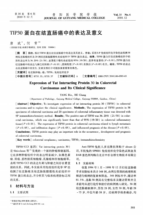 TIP30蛋白在结直肠癌中的表达及意义