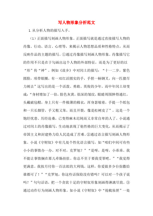 写人物形象分析范文