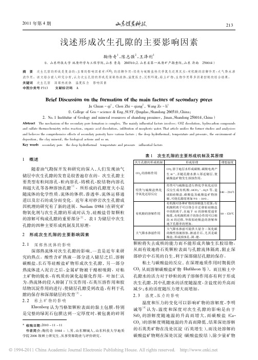 浅述形成次生孔隙的主要影响因素