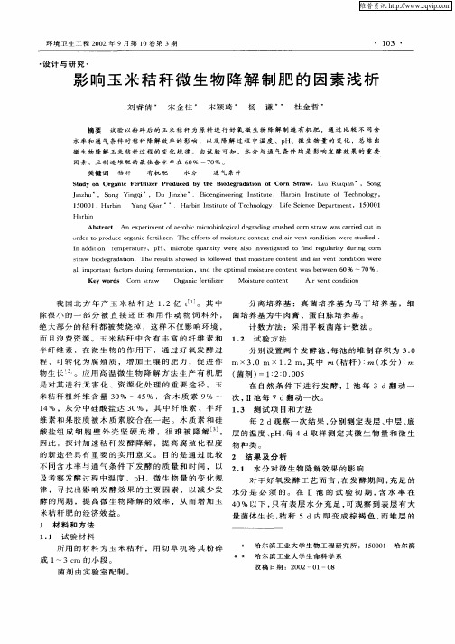 影响玉米秸秆微生物降解制肥的因素浅析