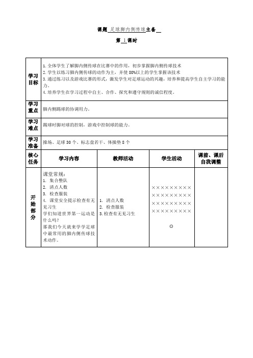 足球：脚内侧传球教案课件1