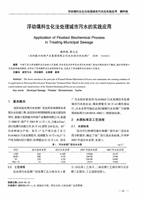 浮动填料生化法处理城市污水的实践应用