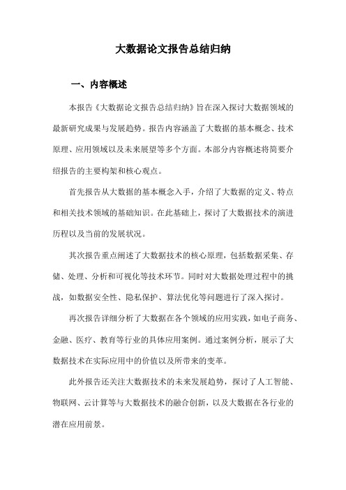大数据论文报告总结归纳