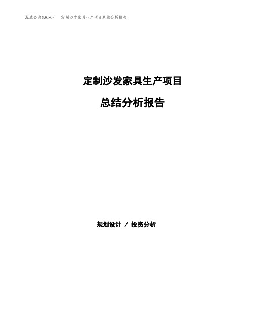 定制沙发家具生产项目总结分析报告