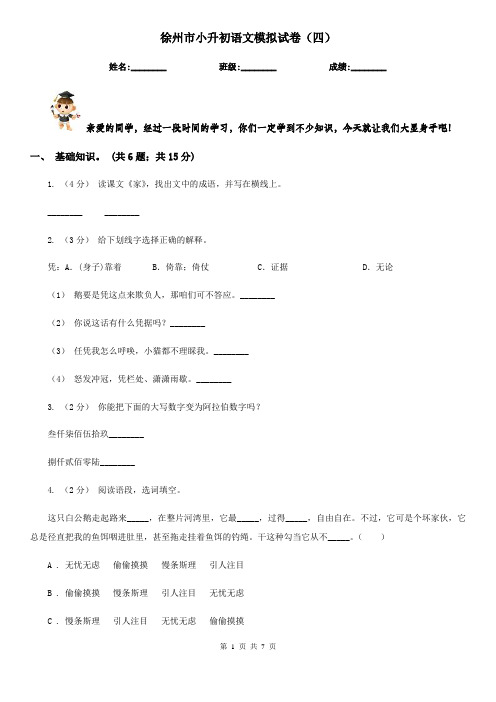 徐州市小升初语文模拟试卷(四)