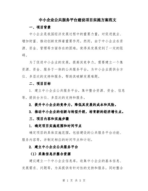 中小企业公共服务平台建设项目实施方案范文