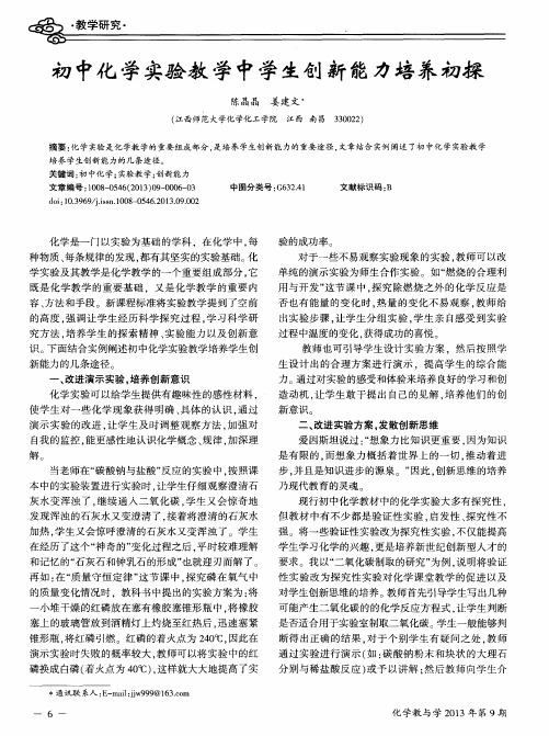 初中化学实验教学中学生创新能力培养初探
