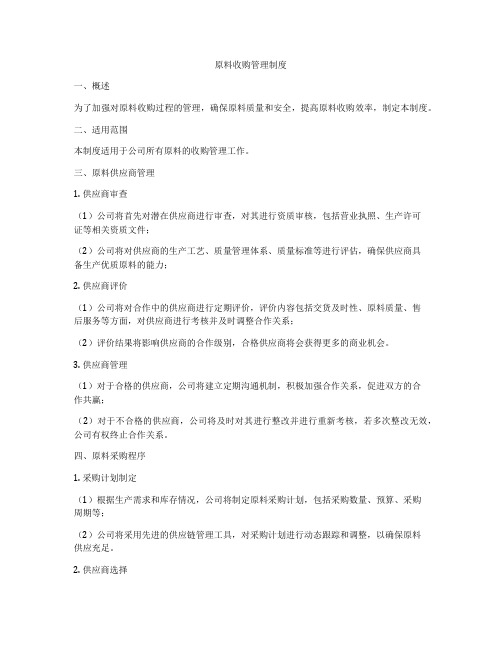 原料收购管理制度