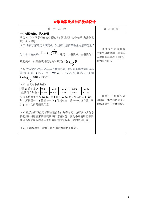 高中数学 2.2.2 对数函数及其性质教案2 新人教A版必修1