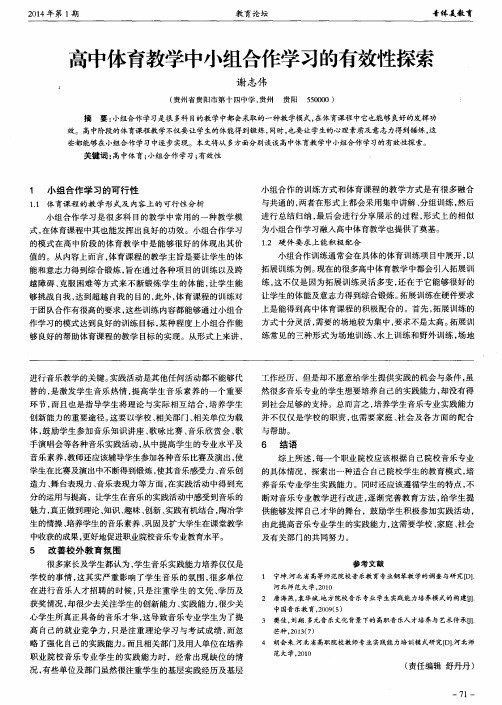 高中体育教学中小组合作学习的有效性探索