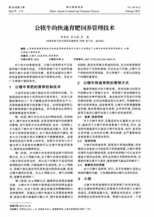 公犊牛的快速育肥饲养管理技术