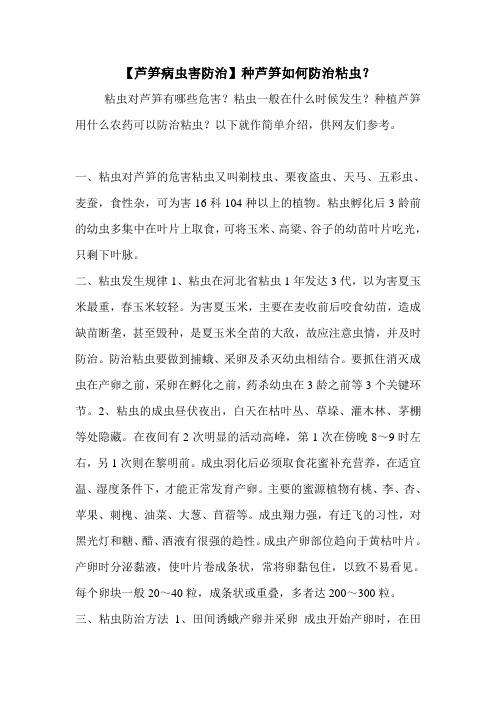 【芦笋病虫害防治】种芦笋如何防治粘虫？