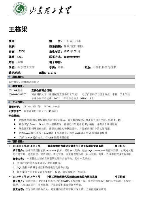 山东理工大学简历模板(版式3+logo+灰色图标黑线框标题)