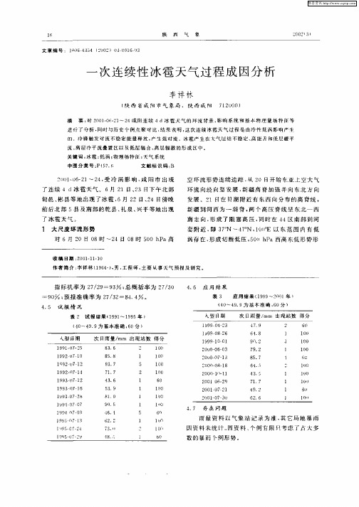 一次连续性冰雹天气过程成因分析