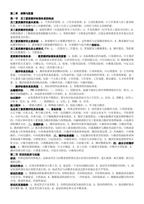 二级人力资源管理第二章复习提纲