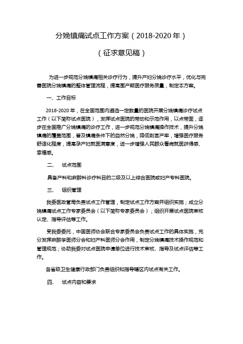 分娩镇痛试点工作方案(1)