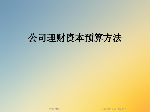公司理财资本预算方法