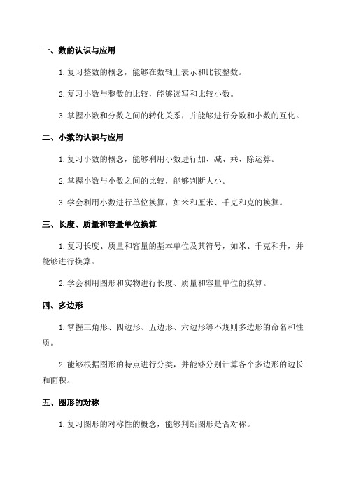 北师大版小学六年级数学知识点