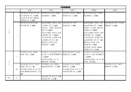 燕山大学行政班级课表