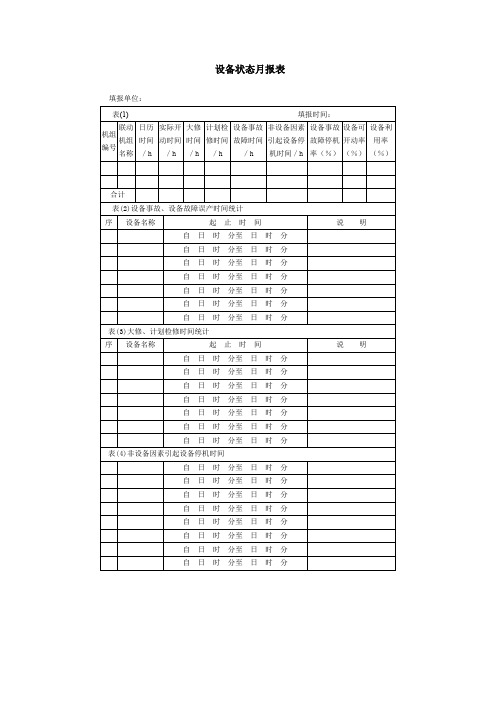 设备状态月报表