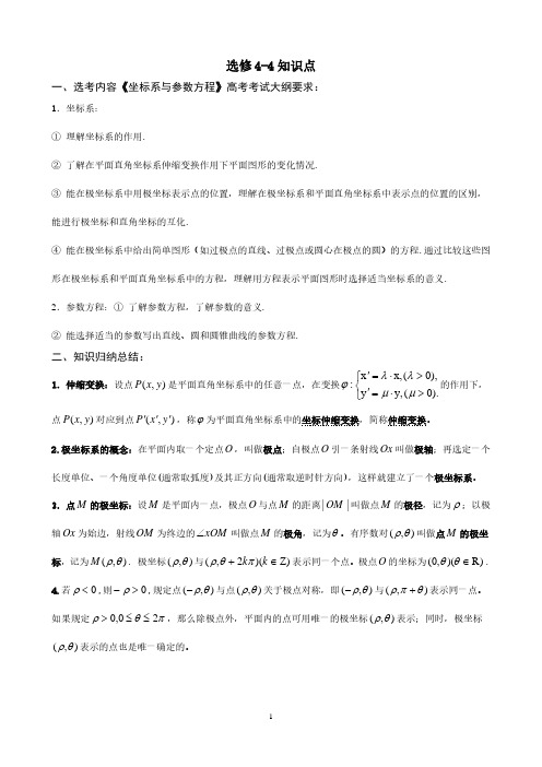 高中数学选修4-4,4-5知识点总结