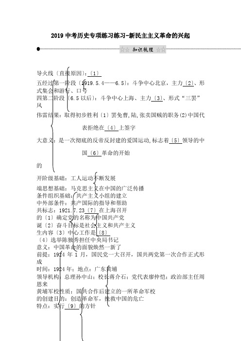2019中考历史专项练习练习-新民主主义革命的兴起.doc