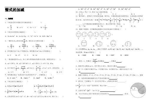 (完整word版)最新北师大版七年级上册整式的加减单元测试题