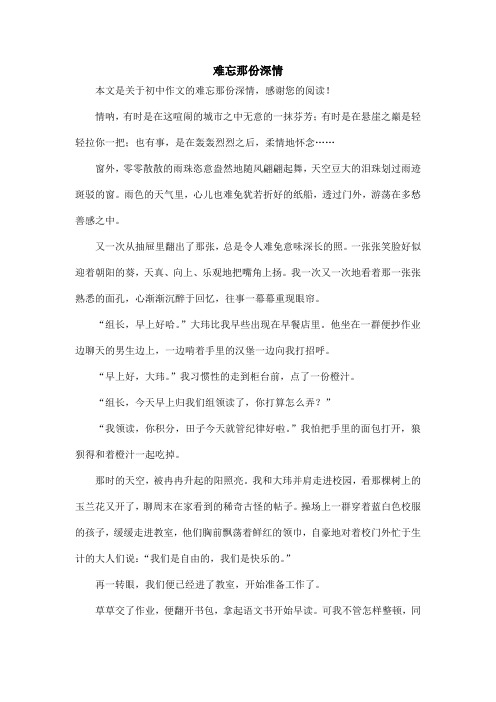 难忘那份深情_初中作文