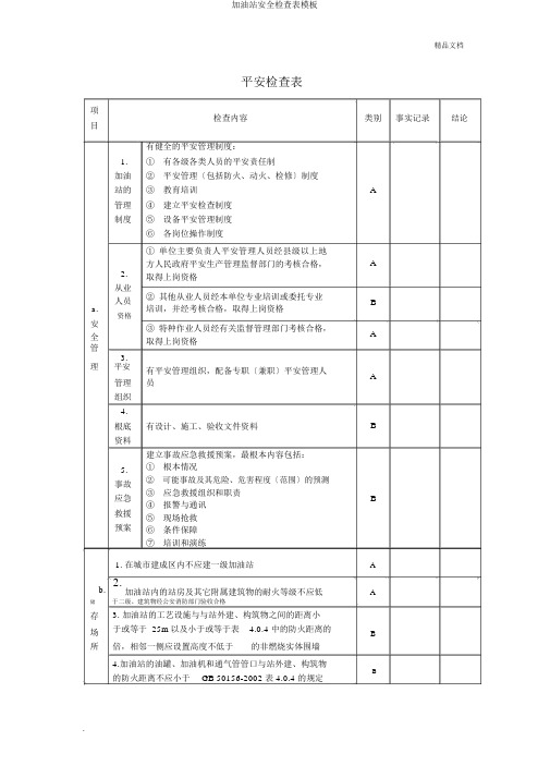 加油站安全检查表模板