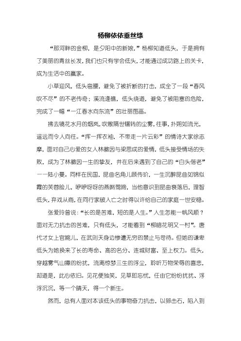 高二作文：杨柳依依垂丝绦作文800字