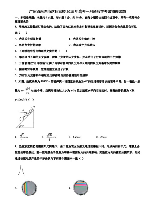 广东省东莞市达标名校2018年高考一月适应性考试物理试题含解析