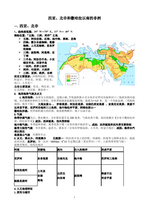 西亚、北非和撒哈拉以南的非洲